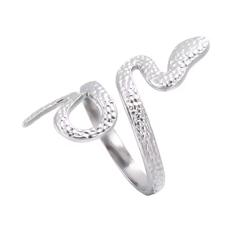 Silver Textured Snake Ring