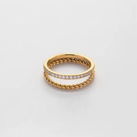 18K Split CZ Twist Ring