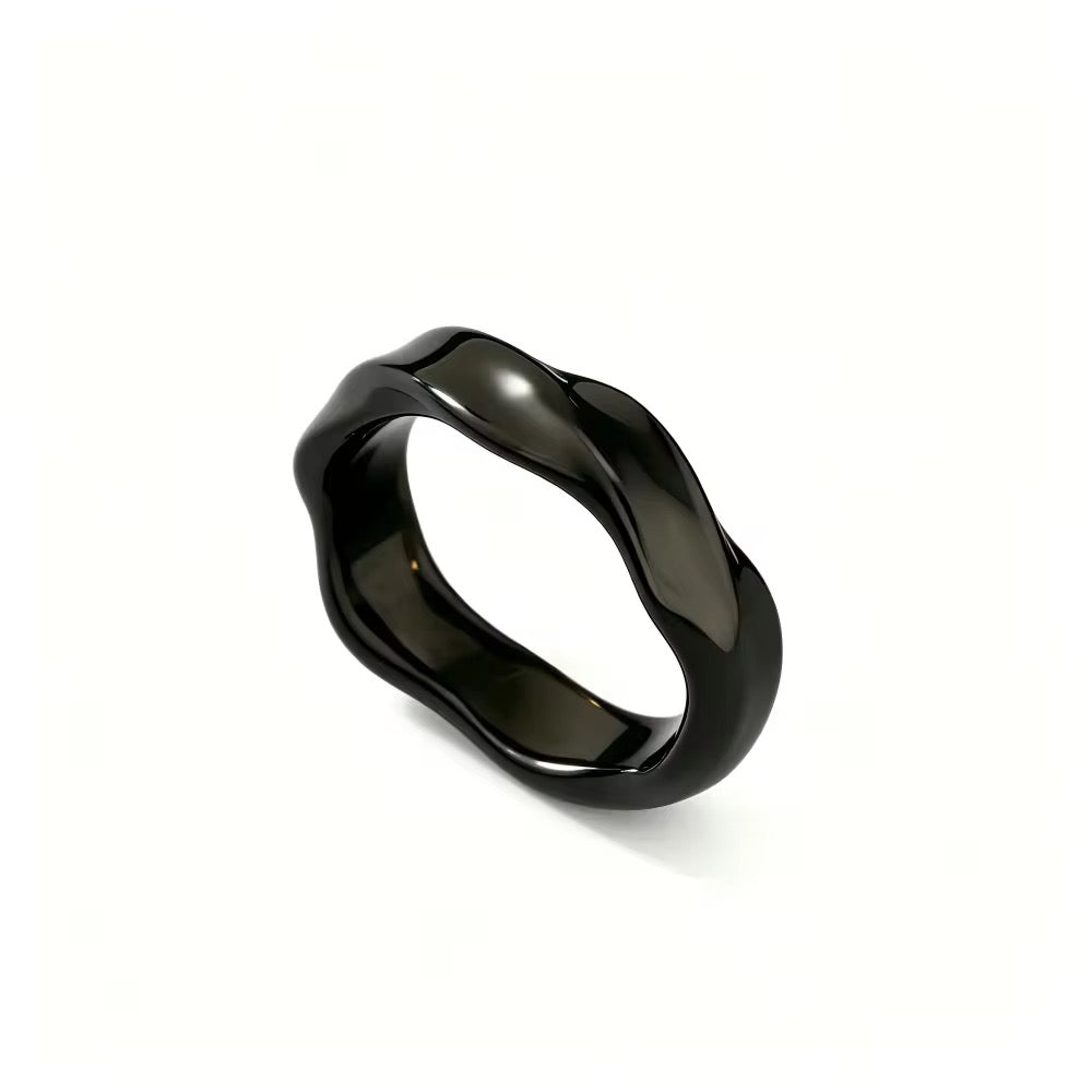 Wave Textured Ring - Black