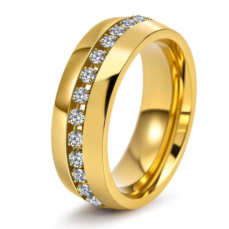 18K Single CZ Lined Ring