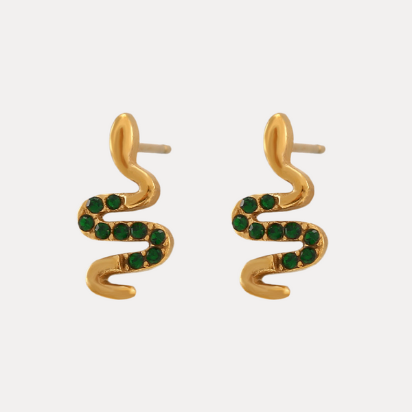 Snake Stud in 18K Gold-Plating with Cubic Zirconia