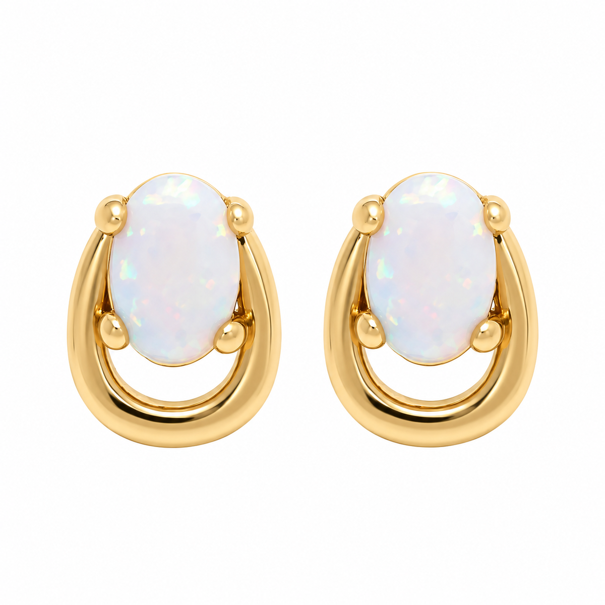 16K Mini White Opal Studs