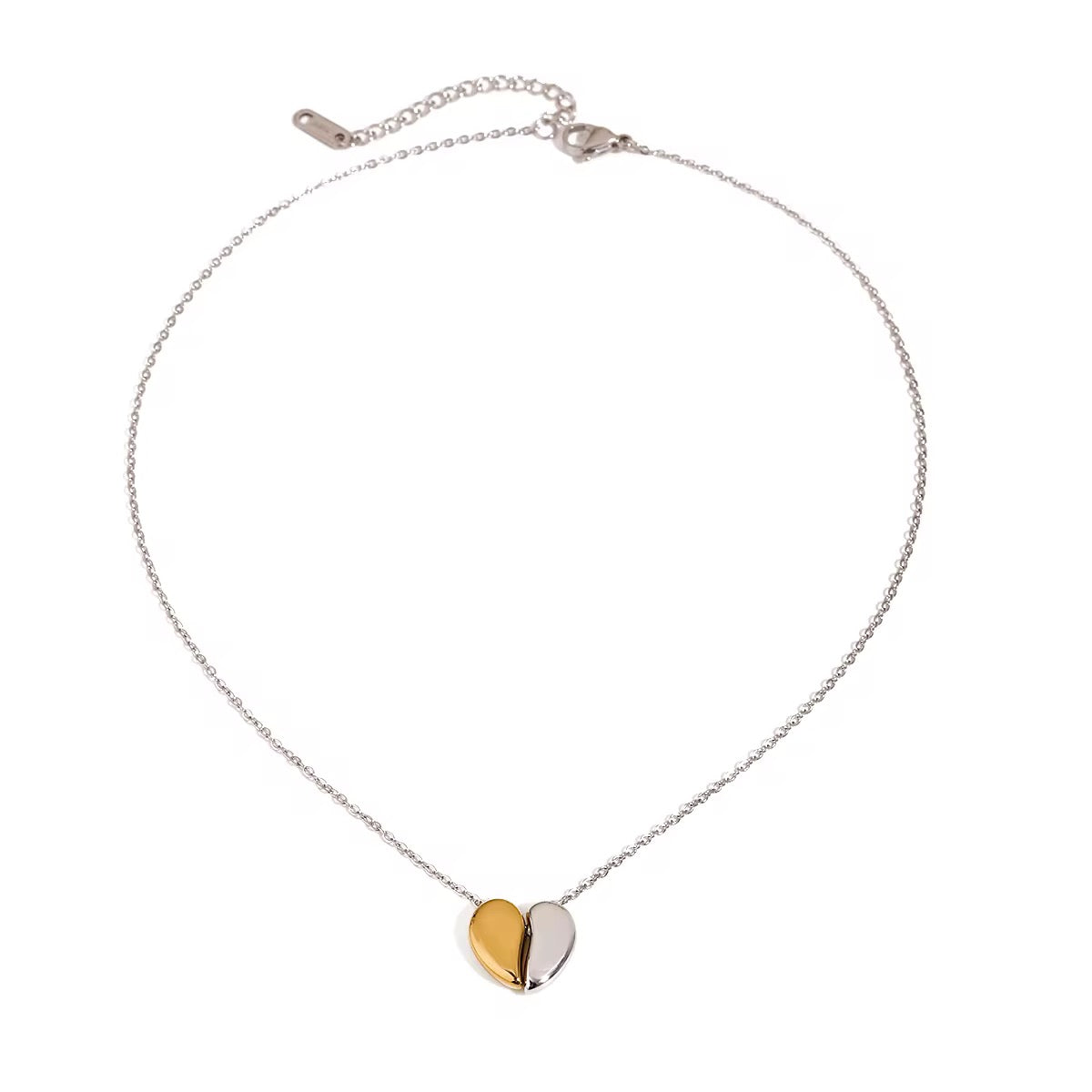 Two Tone Heart Silver Necklace