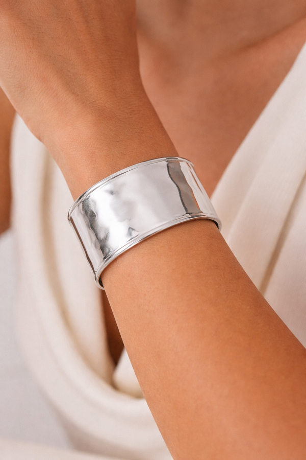 Silver Oversized Wide Bangle