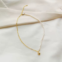 18K Pearl Heart Charm Necklace