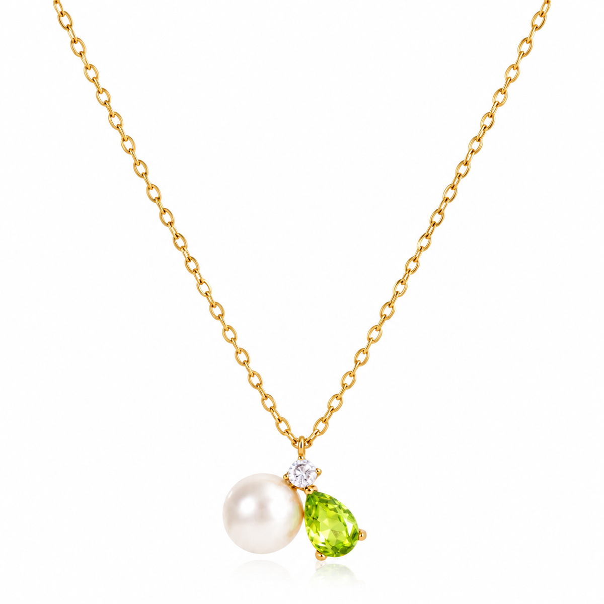 18K Peridot Pearl Necklace