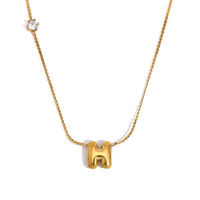 18K Bubble Dainty Initial Necklace