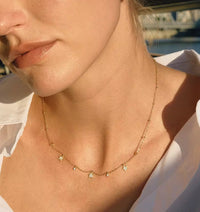 18K Dainty Stars CZ Charm Necklace