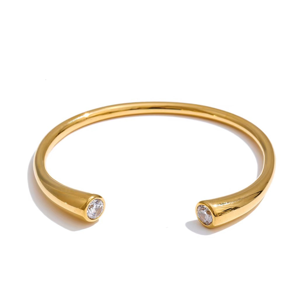 18K Minimalist Smooth Open Bangle