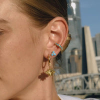 18K Bee Dangle Hoop