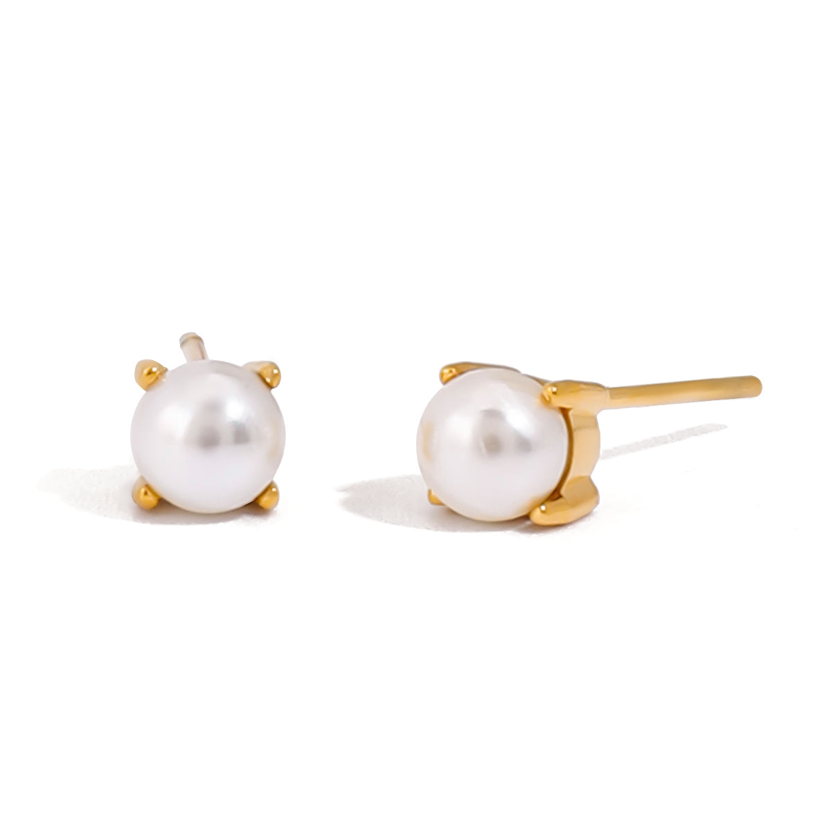 18K Dainty Mini White Pearl Studs