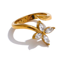18K Adjustable Flower CZ Ring