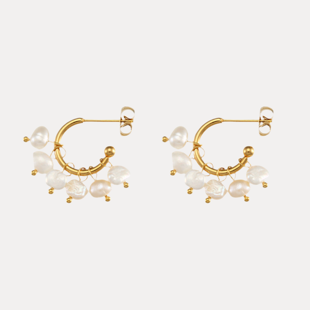 Freshwater Mini Pearl Hoops in 18K Gold-Plating