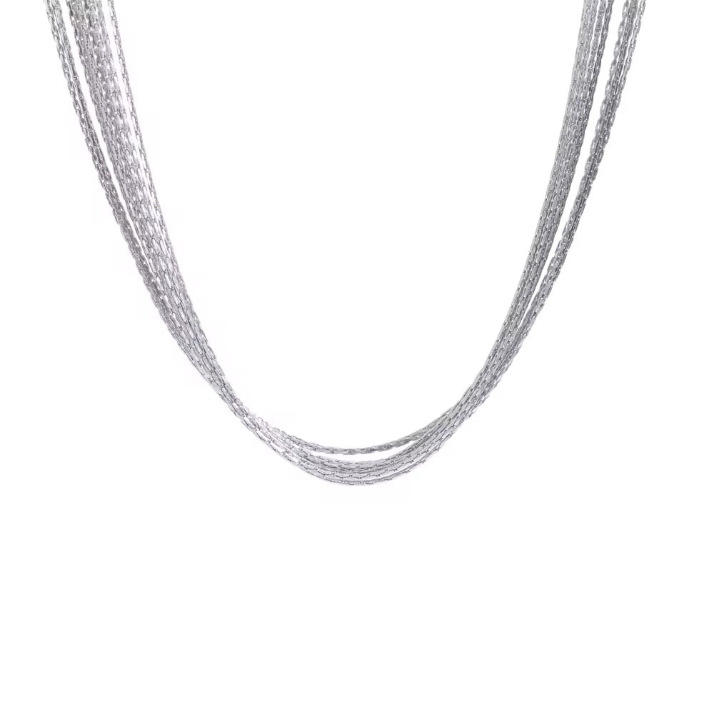 Silver Dainty Wire Layered Necklace