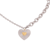 Silver Two Tone Heart Necklace