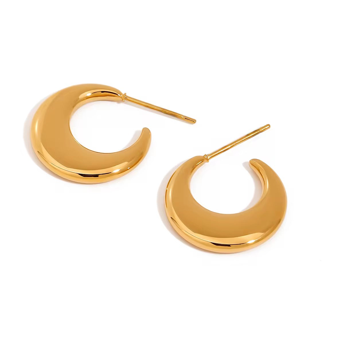 18K Moon Crescent C Hoops
