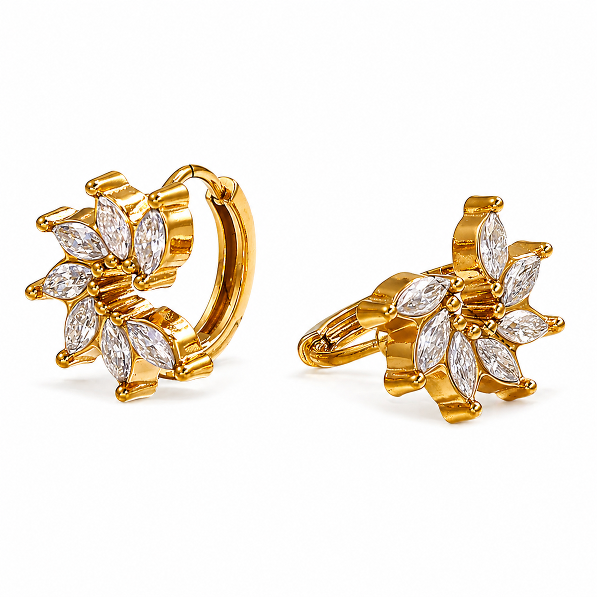 18K Marquise 10mm Huggies