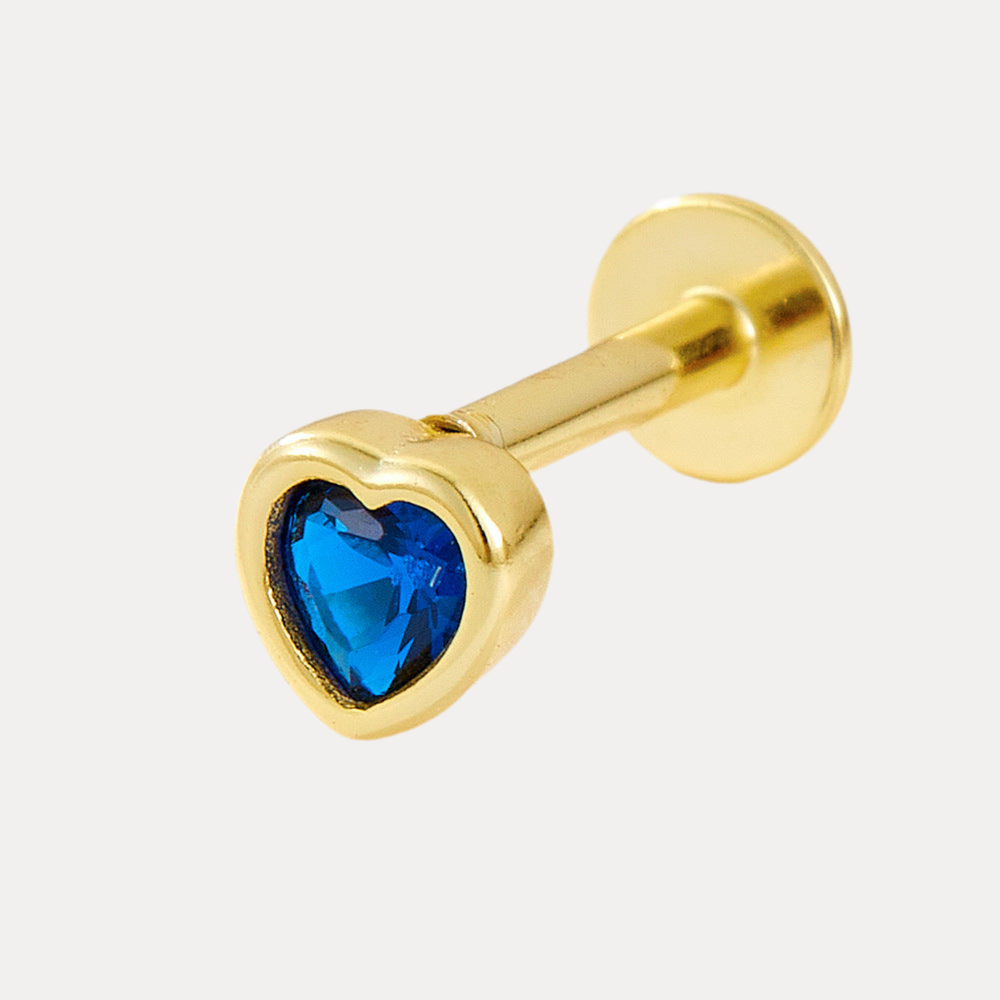 Sapphire Heart Vermeil Flatback with Cubic Zirconia