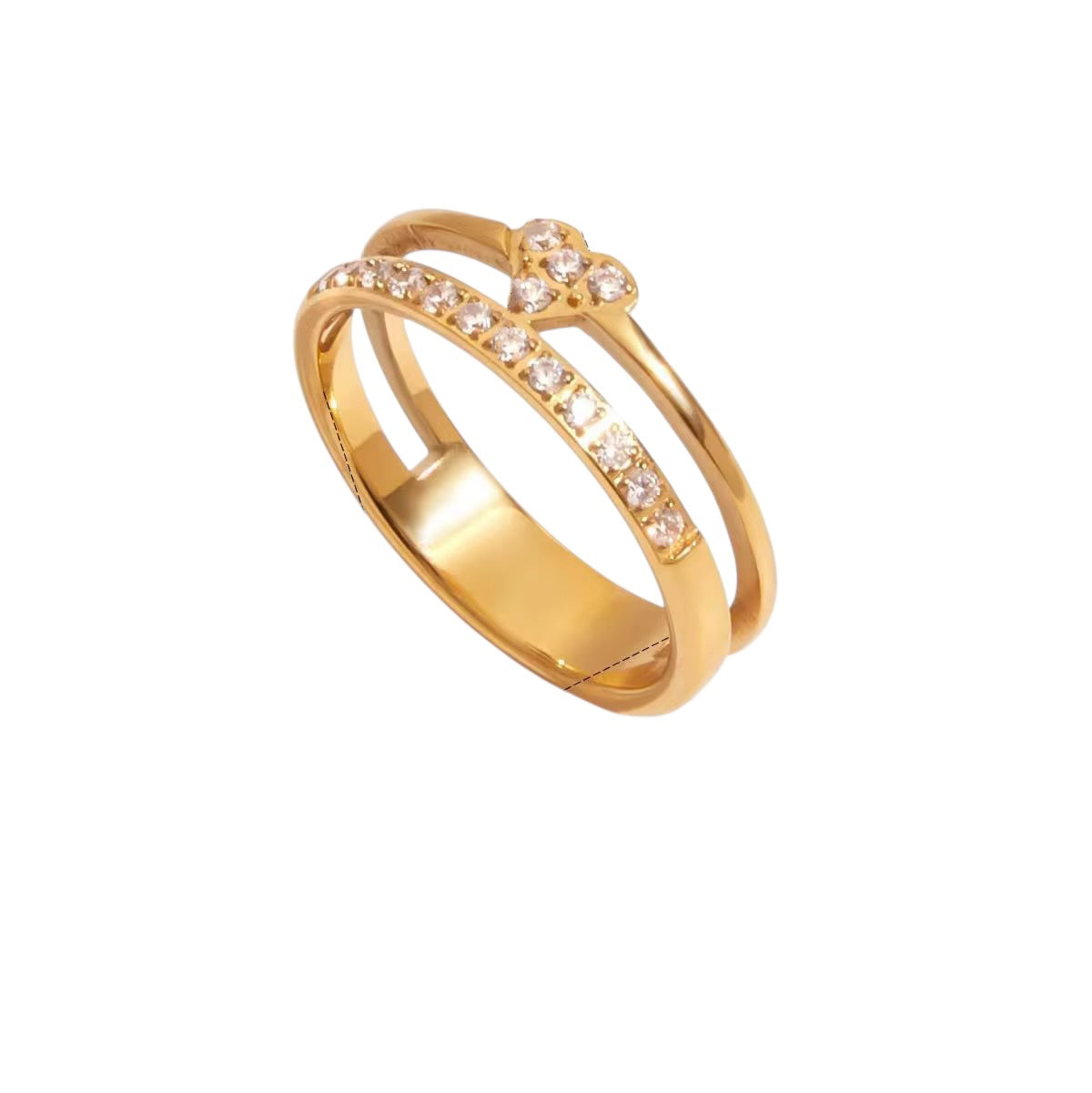 18K Duo Heart CZ Ring