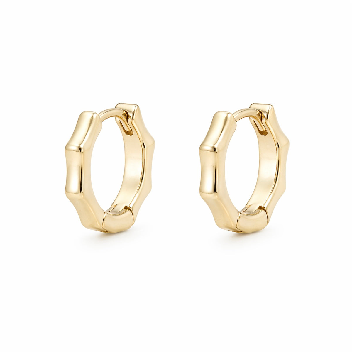 14K Bamboo Edge 12mm Huggie