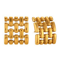 Square Mesh Studs in 18K Gold-Plating