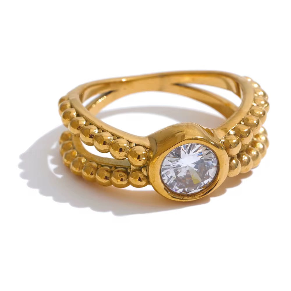 18K Soleil Bead Ring