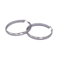 White Gold Filled Thin Wide Latch Hoop Earrings