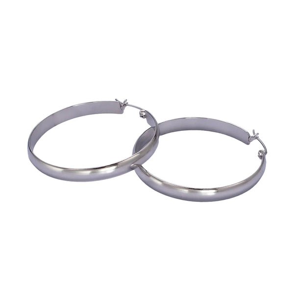 White Gold Filled Thin Wide Latch Hoop Earrings