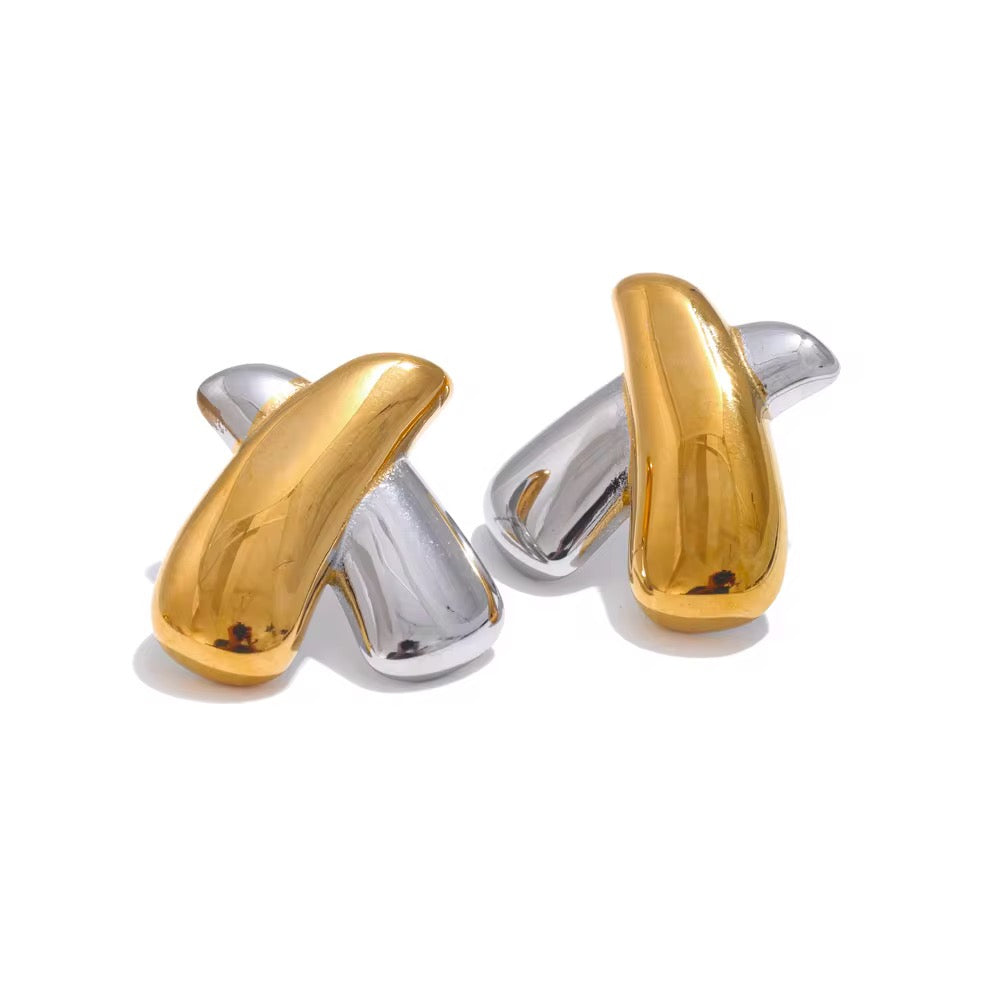 Two Tone X Statement Studs