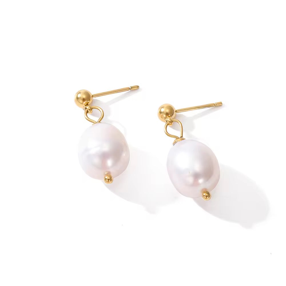 18K Fresh Water Pearl Classic Drop Earrings