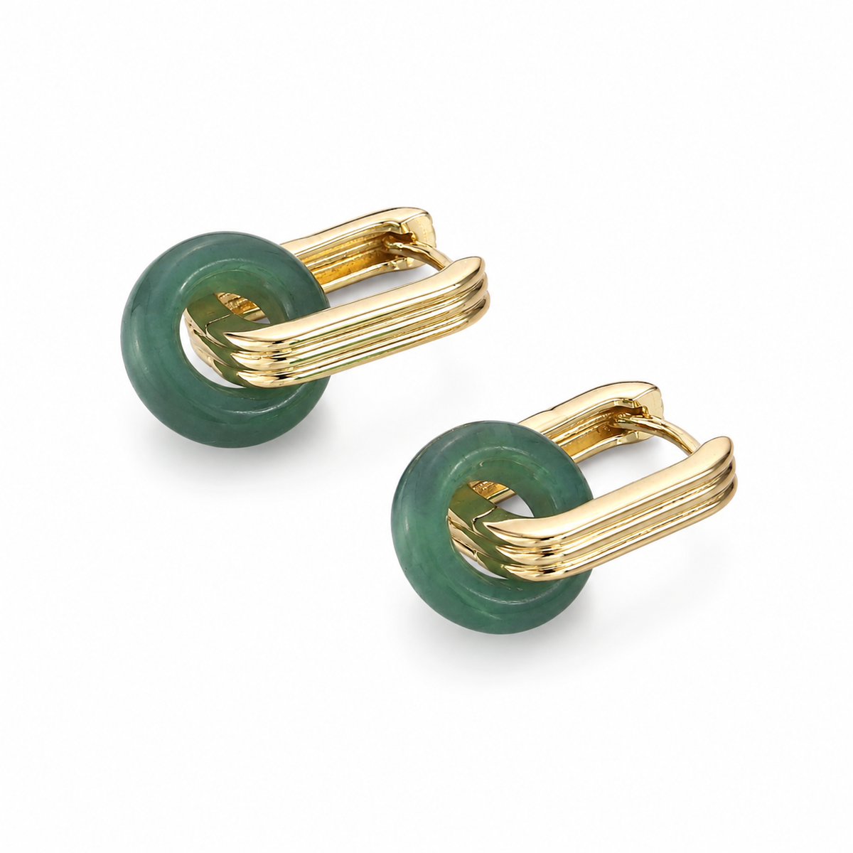 16K Stripe Jade Huggie