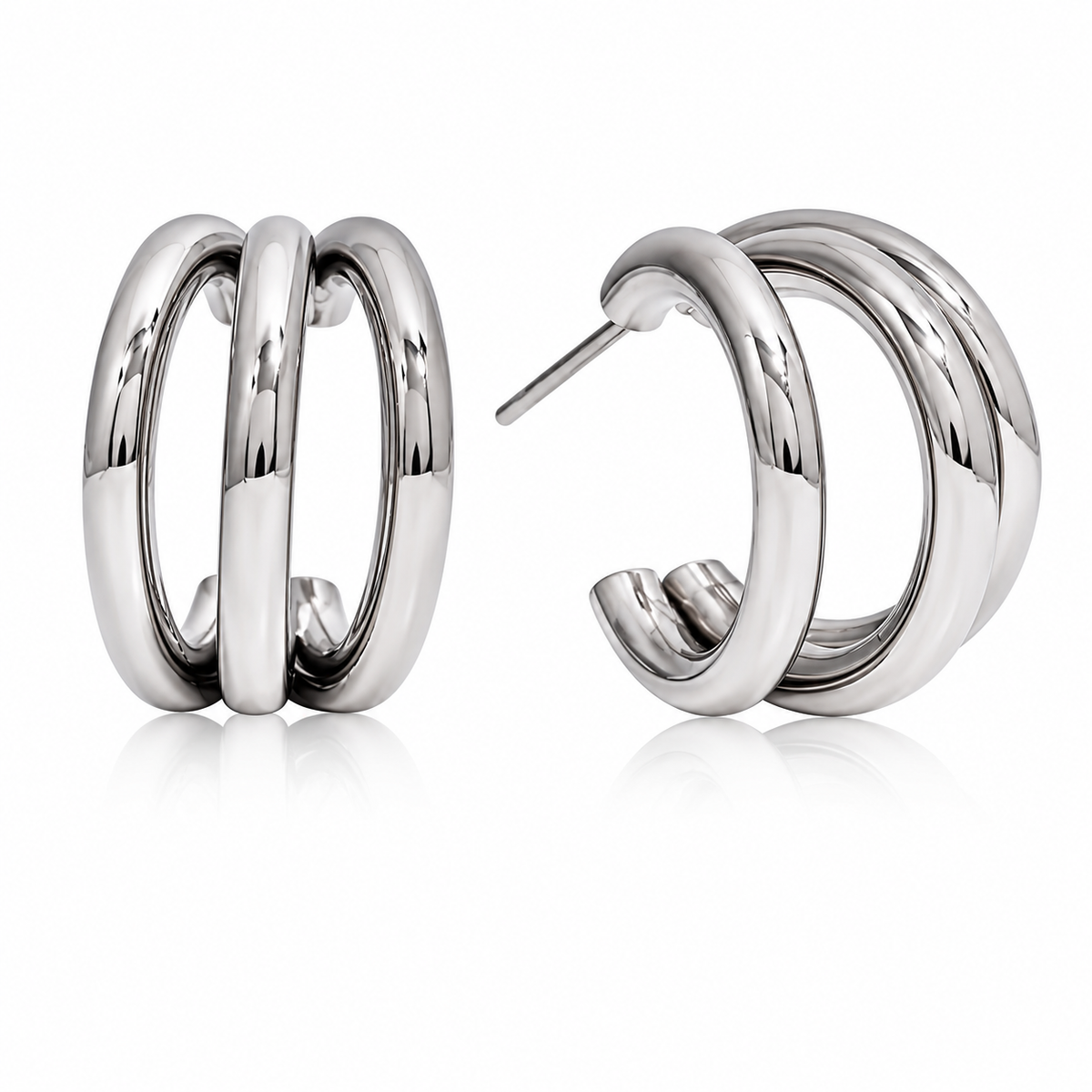 Silver Triple Layer C Hoop