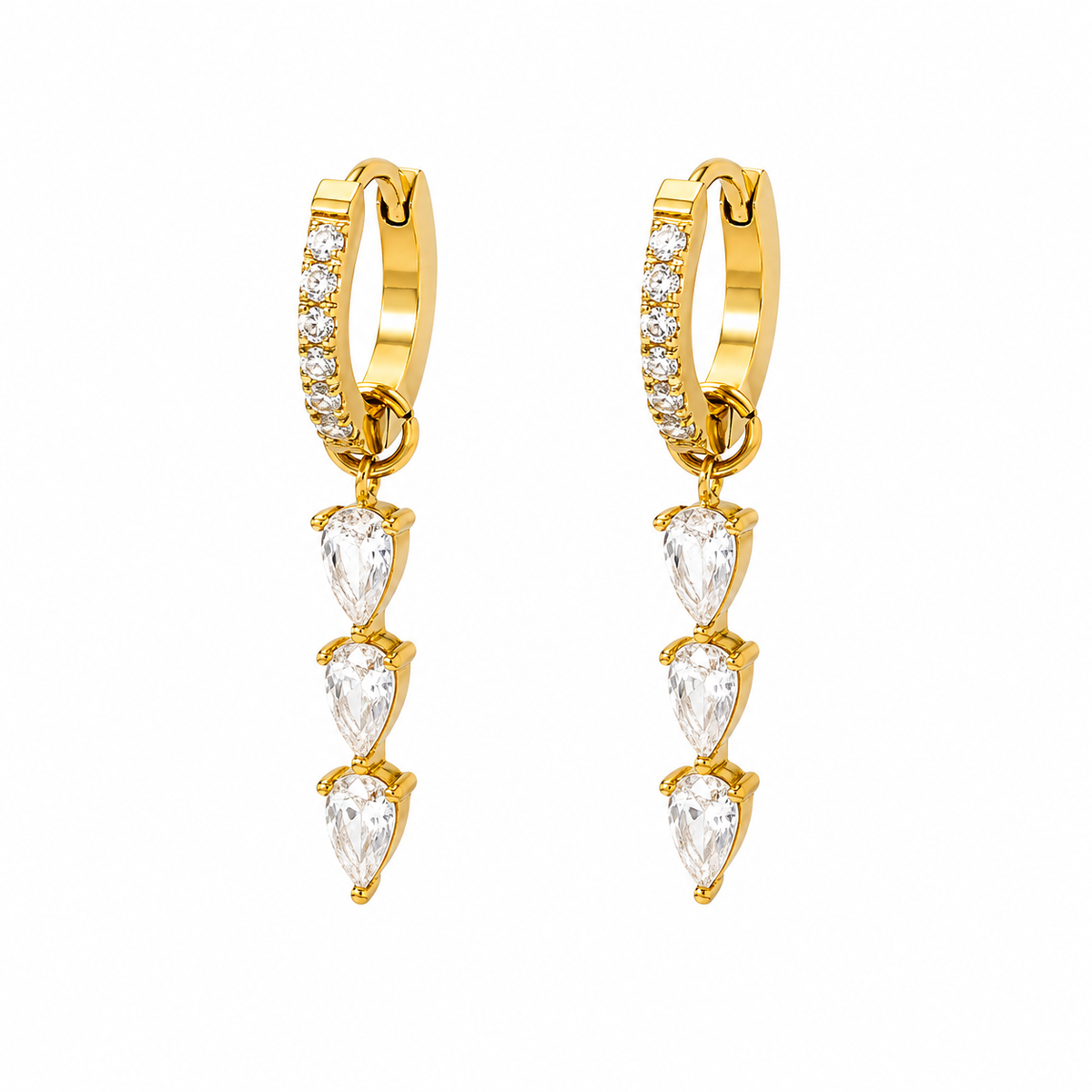 18K Tassel CZ Waterdrop Earrings