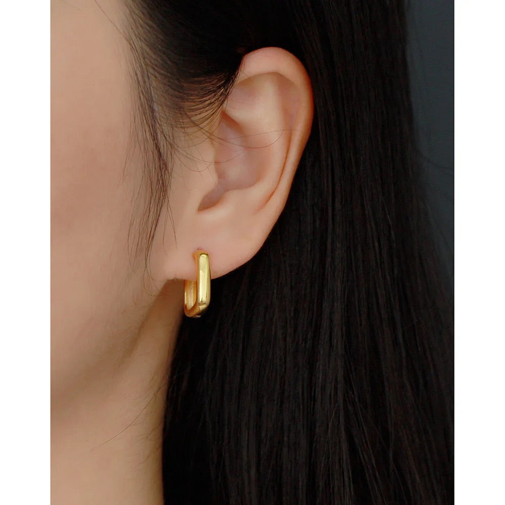 18K Vermeil Geometric Square Huggie Earrings