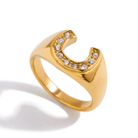 18K Horse Shoe CZ Ring