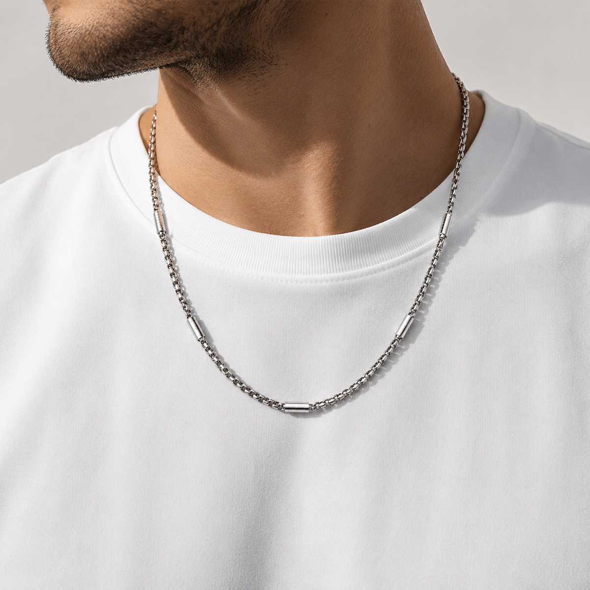 Silver Capsule Chain Necklace