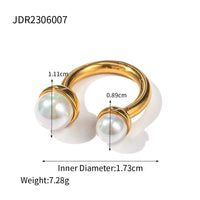 18K Two Pearls Open Ring