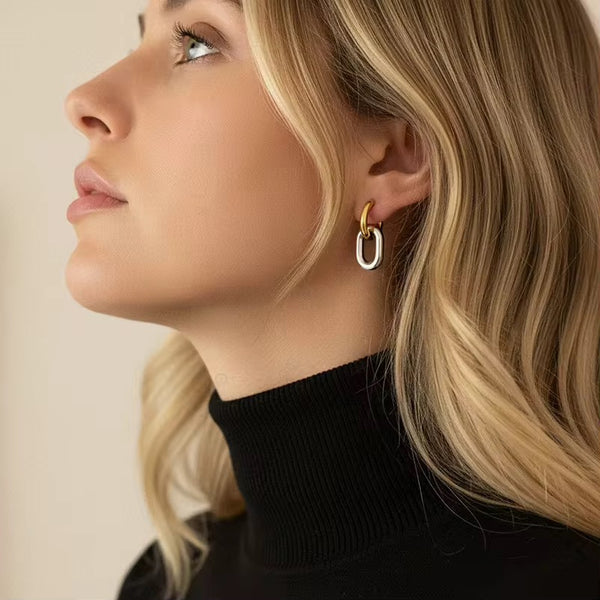 Two Tone Double Oval Hoops