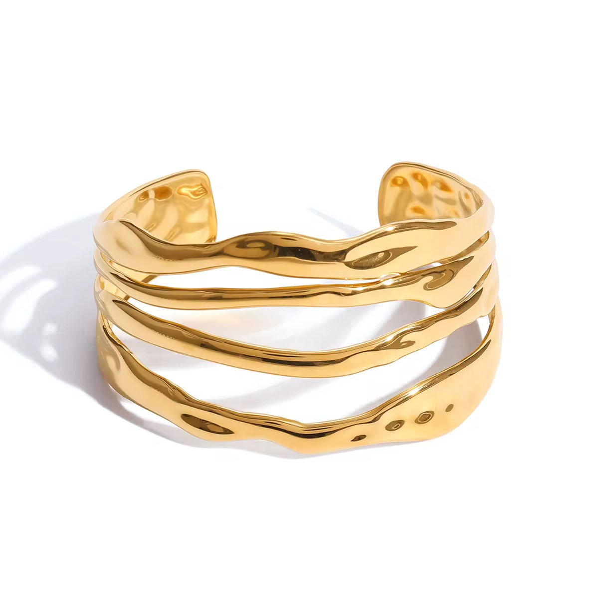 18K Open Layered Wide Cuff