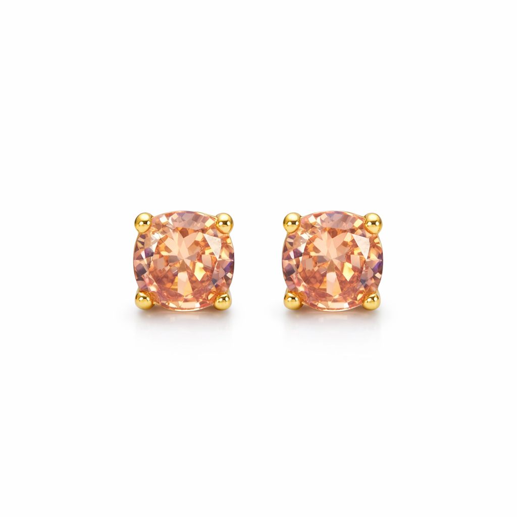 14K Citrine Round Stud
