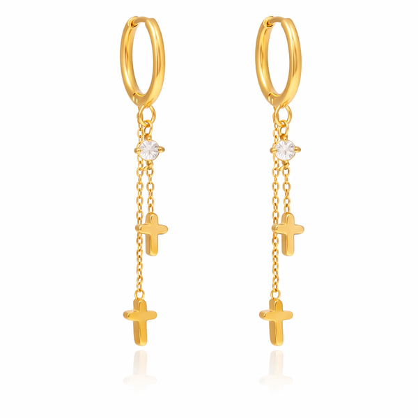 18K Hoop Cross Dangle