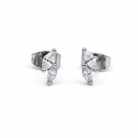 Silver Double Marquise Studs