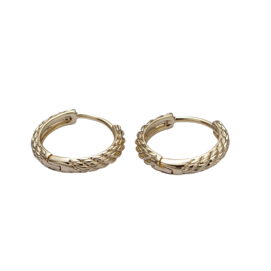 14K Gold Filled Twisted Rope Huggie Hoop Earrings