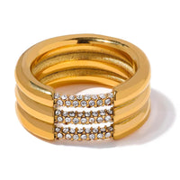 18K 3 Layer Pipe CZ Ring