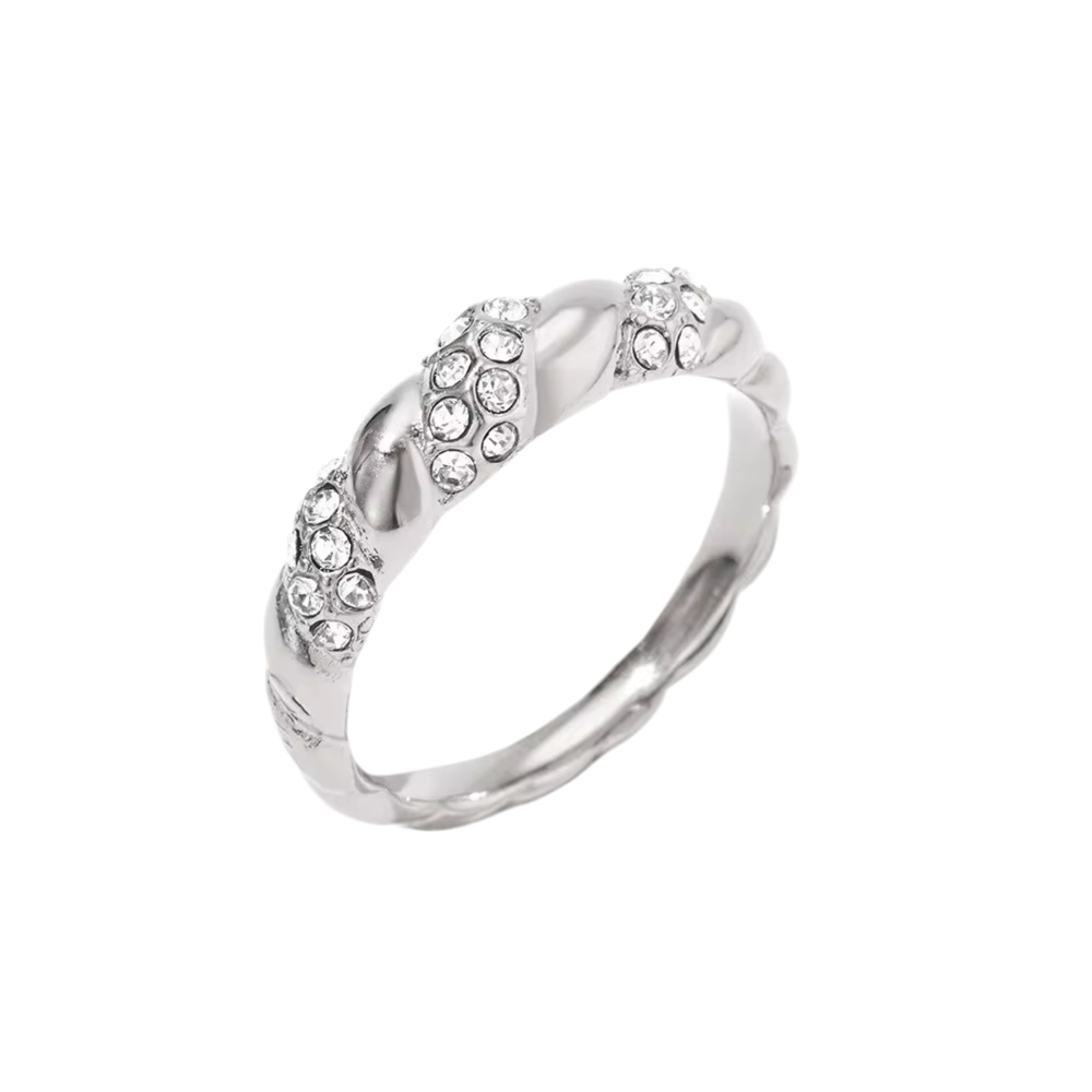 Silver CZ Croissant Ring