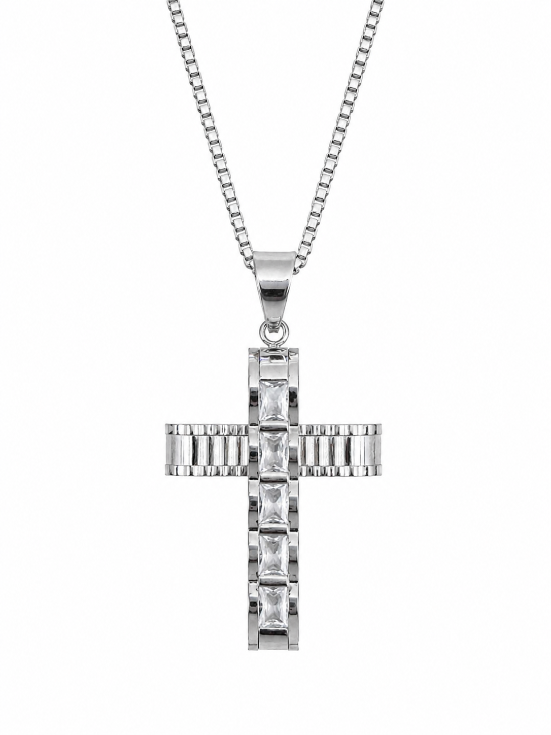 Baguette Cross Men Necklace