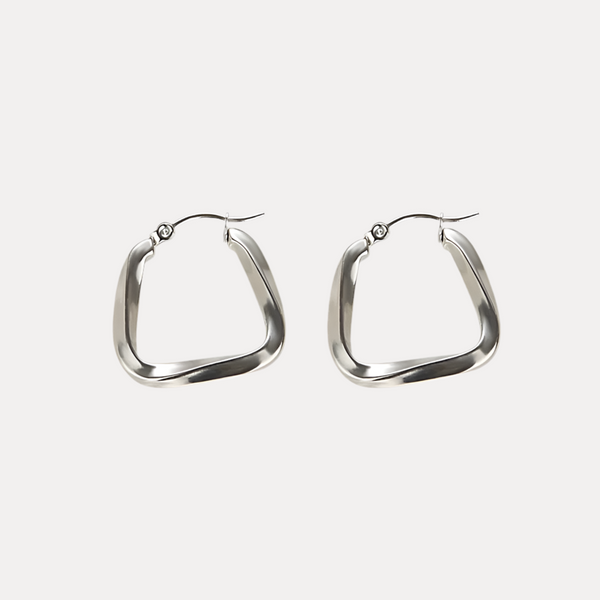 Textured Geometric Square Hoops in 18K Gold-Plating or Silver