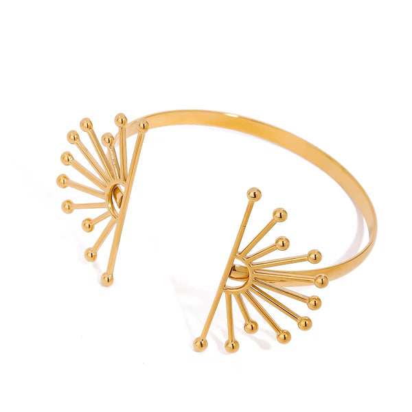 18K Sun Rays Open Bangle