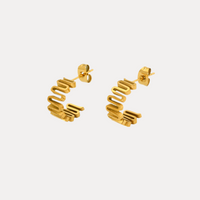 Wavy Lined Hoops in 18K Gold-Plating