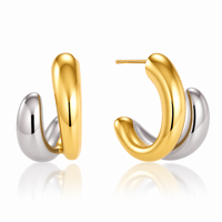 Two Two Layered C Hoop Earrings